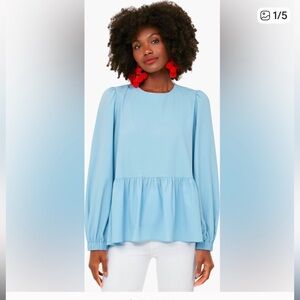 Pomander Place Carlota Peplum Light Blue Blouse